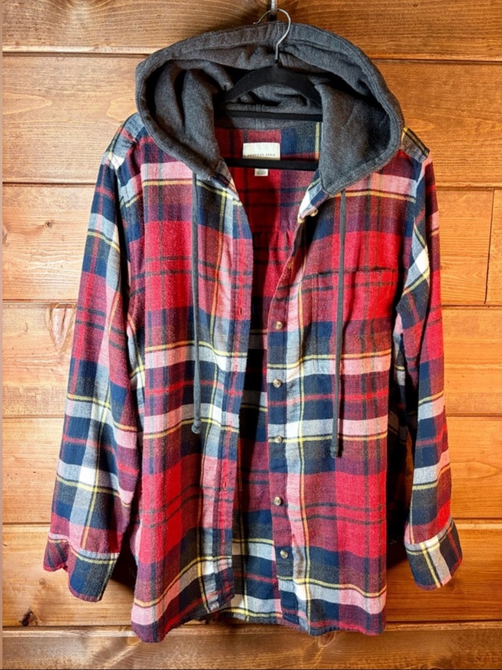 American Eagle Outfitters Plaid Hooded Shirt Jacket Size Medium ❤️